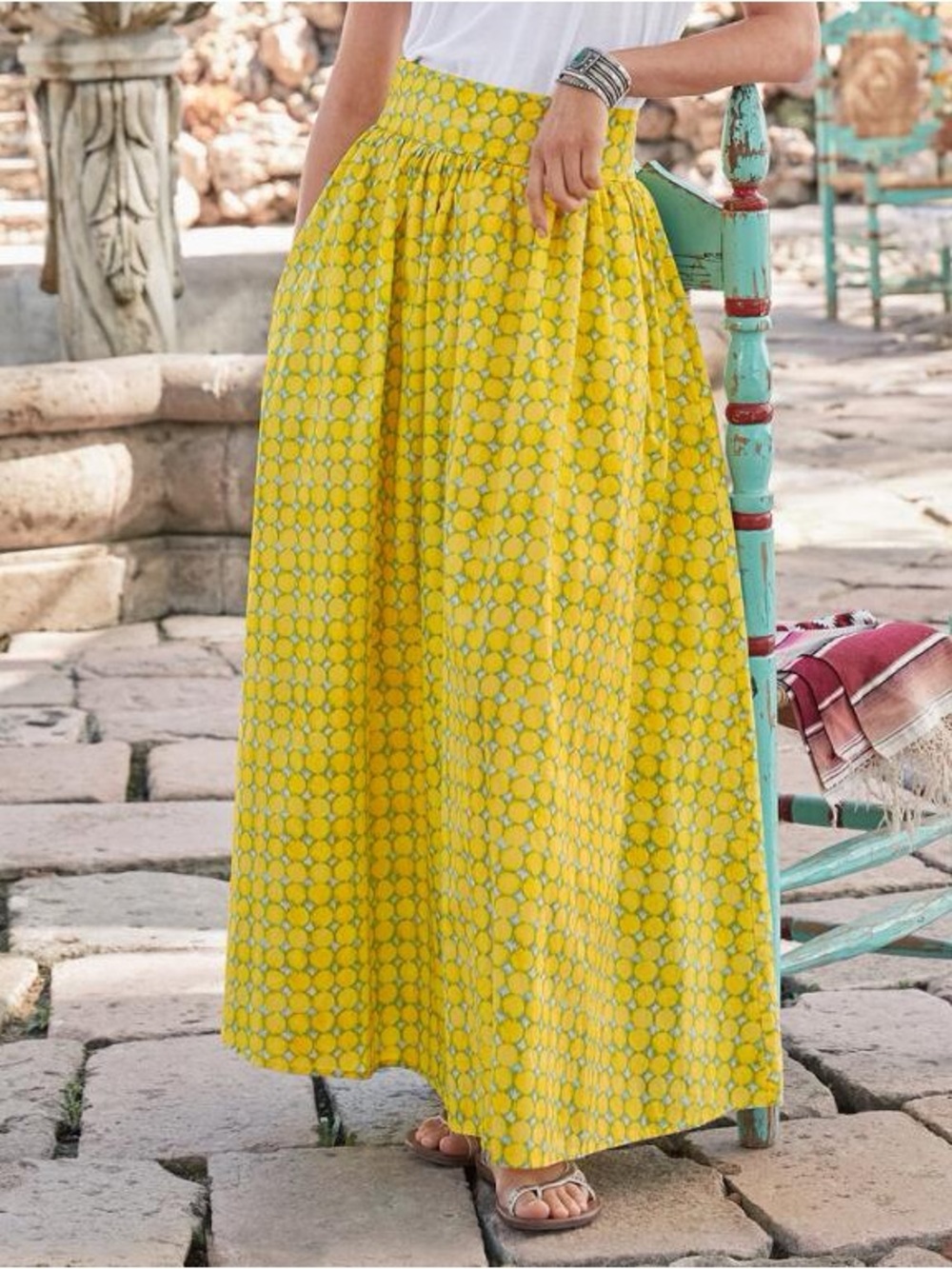 Sundance Yellow Printed Maxi Skirt